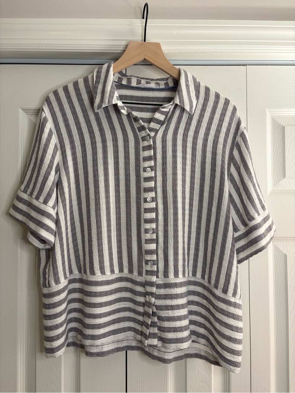 Women’s Jane and Delancey striped short sleeve button down shirt size XL - Picture 6 of 10